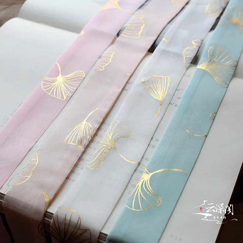 

Ginkgo biloba gilded chiffon hair band ancient wind belt Hanfu straps small fresh headwear hair accessories