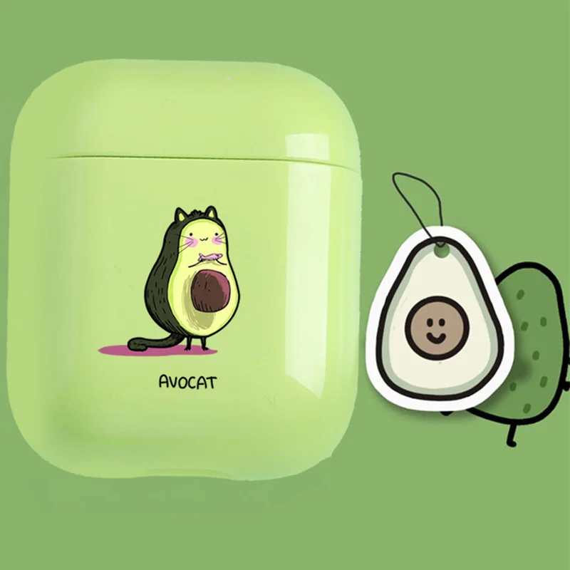 

Cute Case For Apple airpods Case Cartoon Funny Avocado Bluetooth Earphone Case For Airpods 1 2 Charging Bags Headphone Hard Case