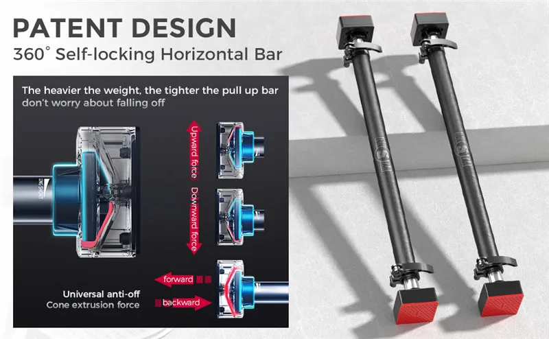 INNSTAR Pull-up Bar 360 Self-locking Door Wall Horizontal Bar Workout Sport 400kg Adjustable Training Bars Fitness Gym Equipment