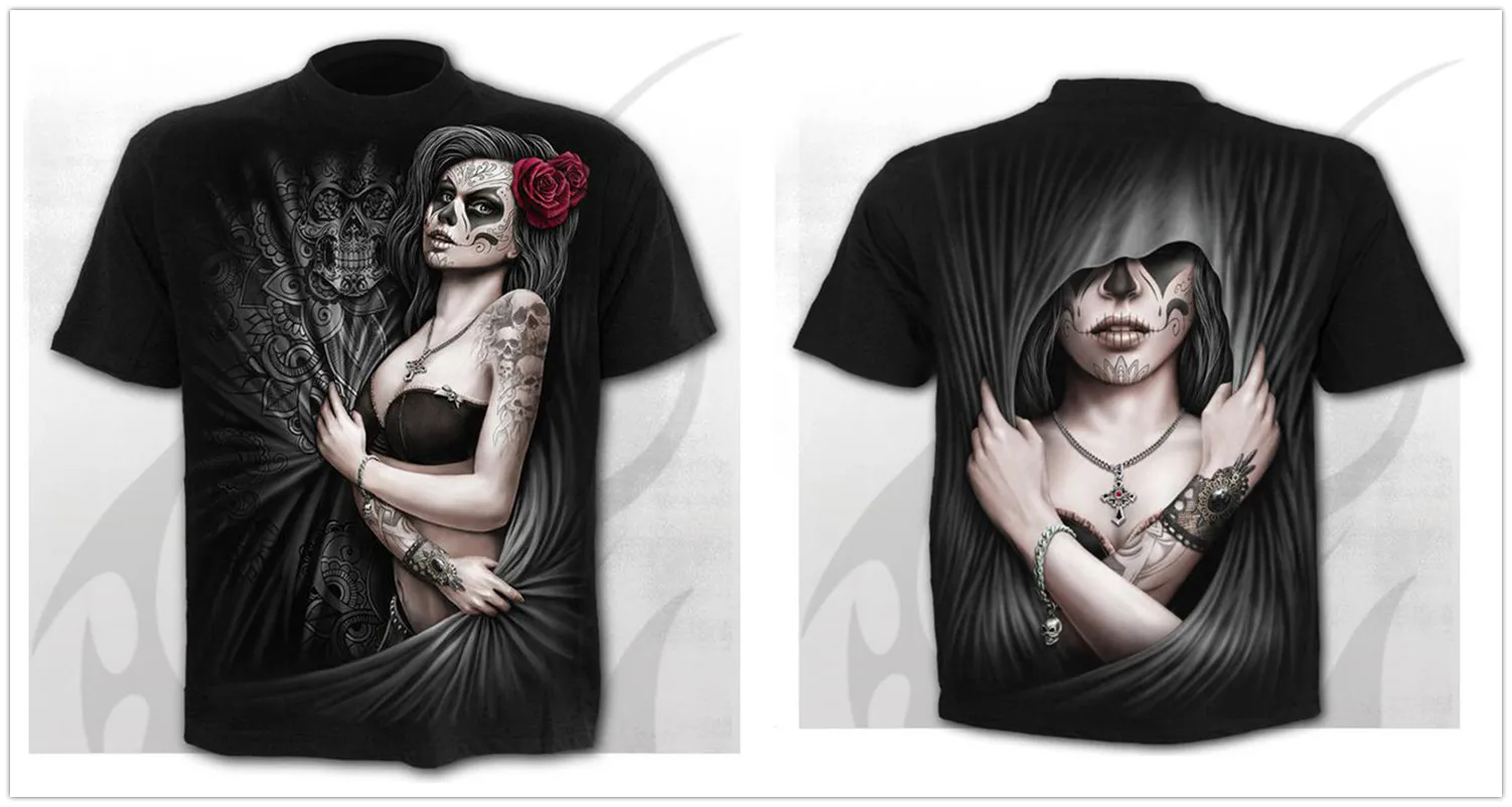 Mens 3D Skull T-Shirt - Punk Summer Streetwear Top O-neck Sizes XXS-5XL