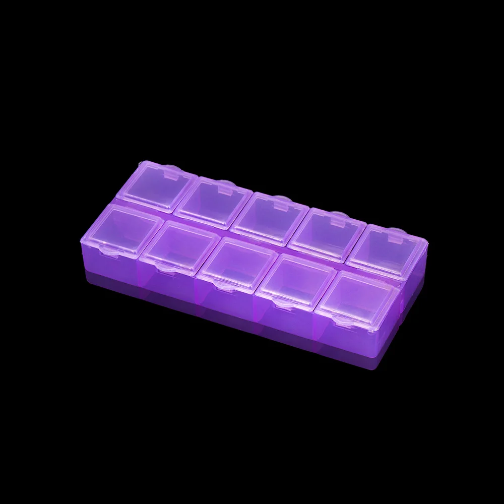 Purple 6 цветов пластиковый двухрядный ящик для хранения ювелирных изделий, Чехол-держатель, органайзер для бисера, органайзер для украшений - Цвет: Purple
