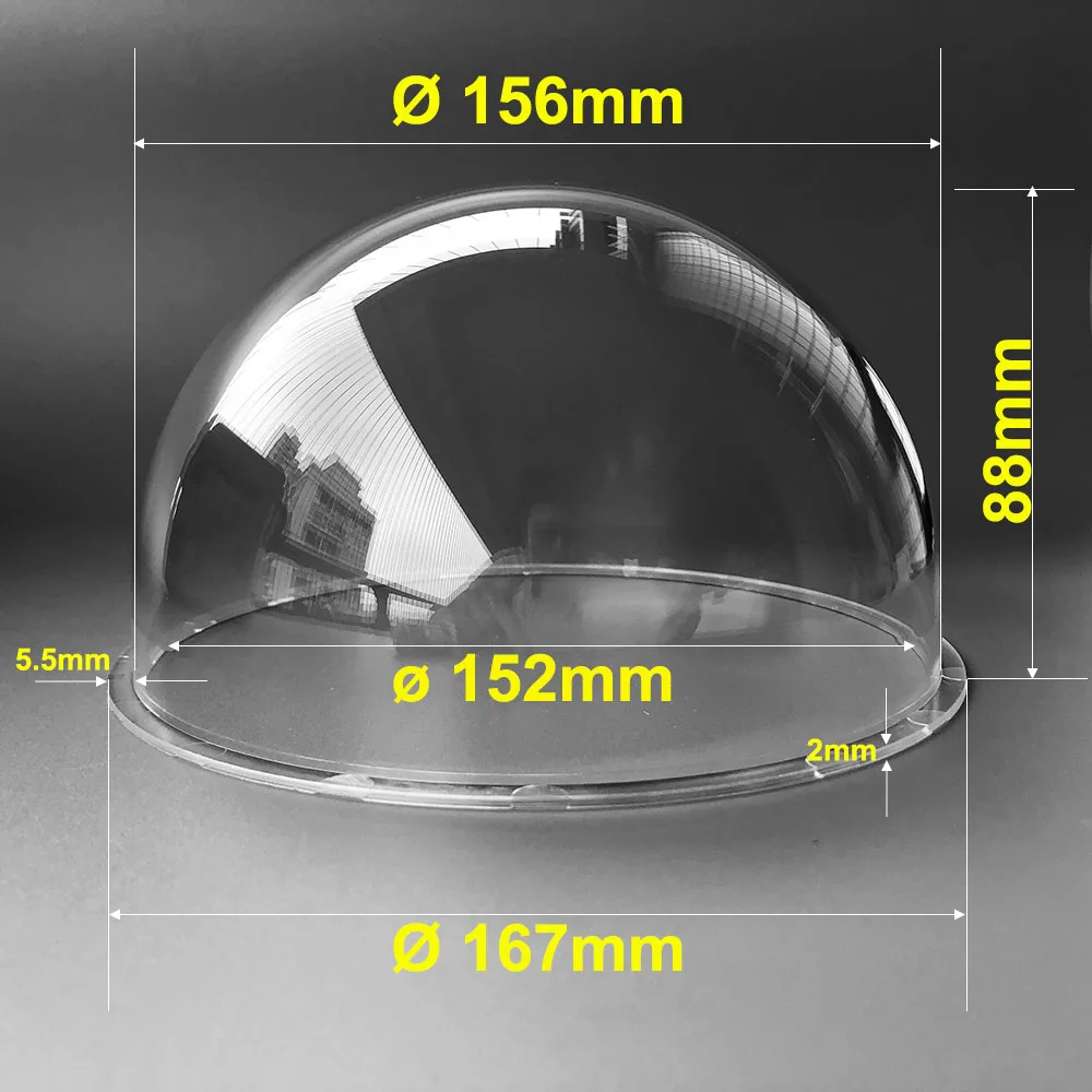6 Inch 167x88mm Acrylic Security Camera Cover Indoor/Outdoor High Speed CCTV Clear Housing Dome Cover Transparent Case For Surveillance CCTV Camera