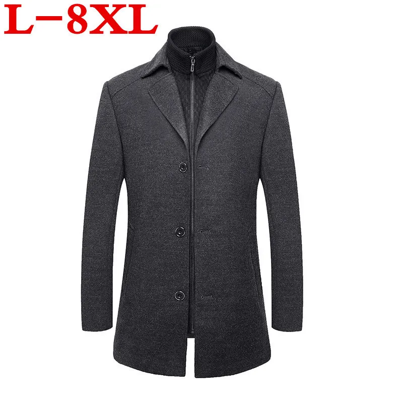 Куртка мужская однобортная размера плюс/8XL/6XL/5XL/4XL полушерстяная повседневная на