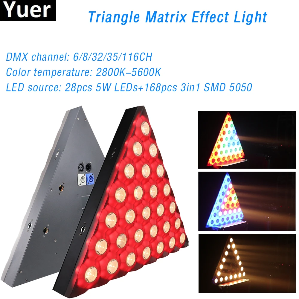 28X5W RGB 3IN1 Triangle Matrix Stage Light Effect Background Light DMX512 Control Beam Wash 2IN1 Point Control DJ Disco Bar Club