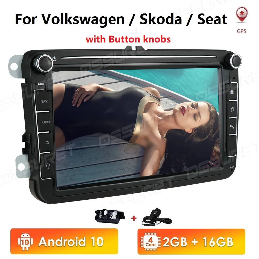 Hizpo Android 2+16 2 Din Car radio Multimedia Player GPS Stereo For Volkswagen Skoda Seat Octavia golf 5 6 touran passat B6 polo|Car Multimedia Player| - AliExpress