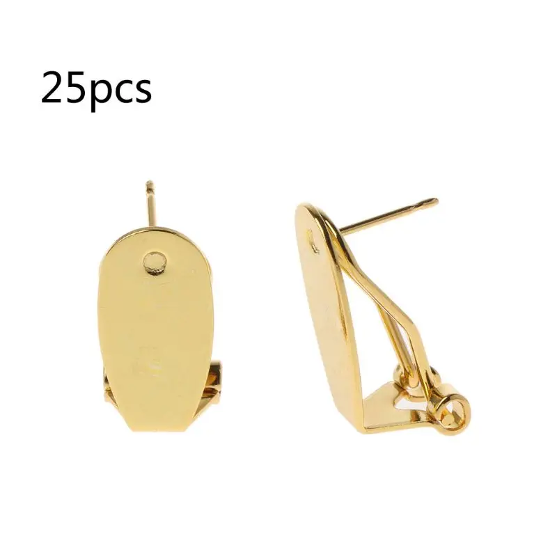 Золотой цвет 20Pcs Clip-On Base Setting Earrings Converters Non-Pierced Ears Jewelry Making - Окраска металла: Золотой цвет
