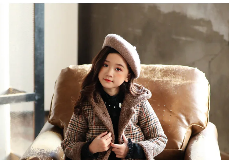 Шерстяная куртка для девочек осень-зима, Новая корейская модная детская Толстая шерстяная зимняя куртка