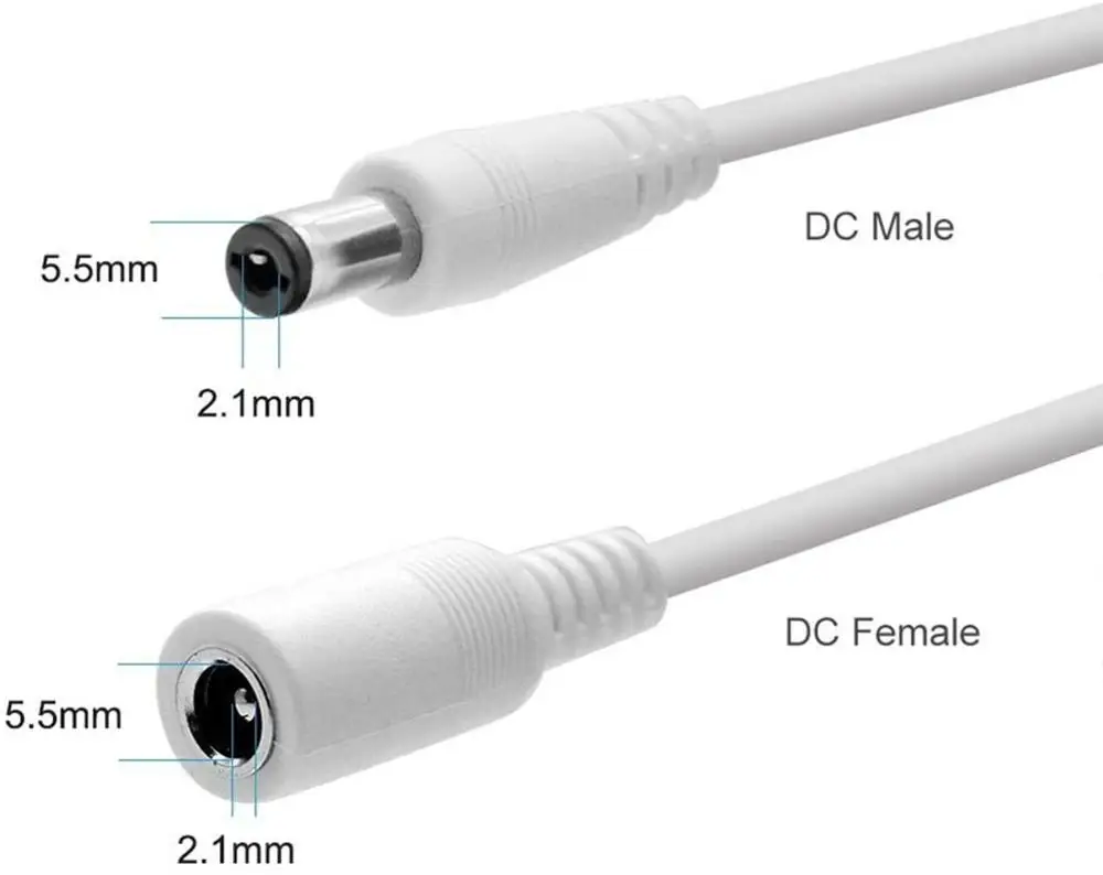 1/2/3/5/10M 12V DC Kabel Daya 5.5*2.1Mm Pria Wanita Kabel Ekstensi