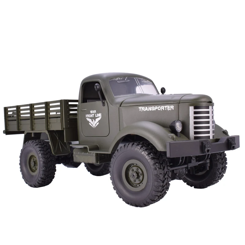Зеленый JJRC Q61 1:16 RC машина 2,4G пульт дистанционного управления 4 колеса гусеничный внедорожный военный Радиоуправляемый грузовик электрическая игрушка для детей - Цвет: Зеленый