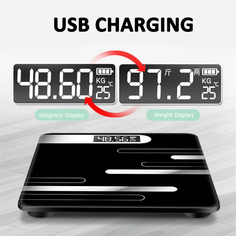 Pаспродажа Mrosaa напольные весы для ванной комнаты, стеклянные умные электронные весы, зарядка через USB, ЖК дисплей, цифровые весы для тела