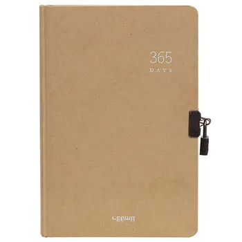 

Kraft Paper 365 Days Self-filling Diary Book Daily Plan with Lock Planner Notebook Bullet Journal Stationery Gifts D40