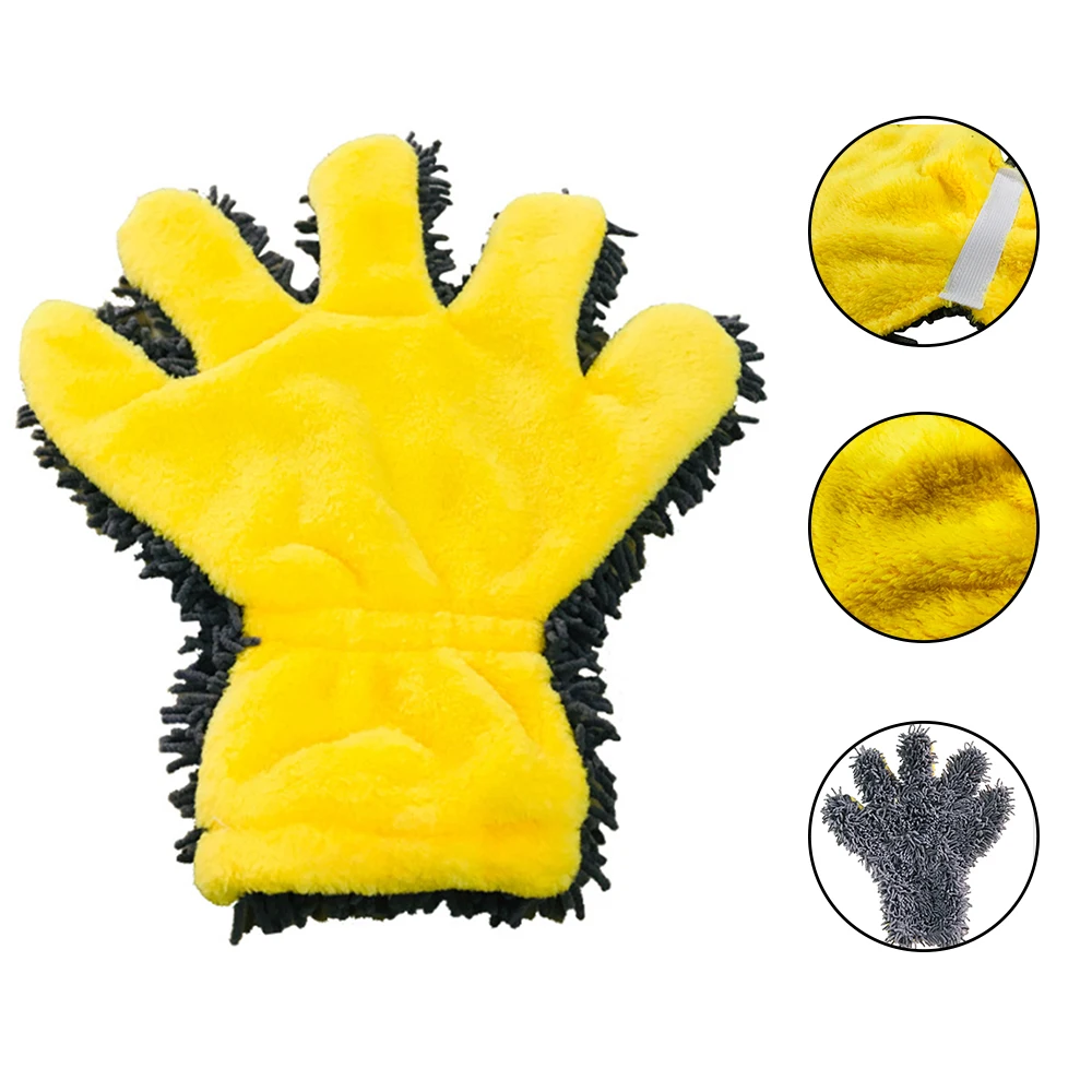 

Five Fingers Car Wash Gloves Multi-Function Cleaning Gloves Two Side Microfiber Dust Remove Tools