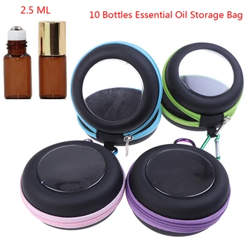 

10 Bottles Essential Oil Case 2.5ML Perfume Oil Essential Oil Box Travel Portable Carrying Holder Nail Polish Storage Bag
