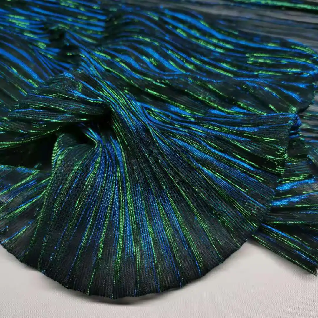 On Sale Pleated Party Dress Fabric Magic Color Glossy Crushed Skirt Cosplay Soft DIY Craft Material