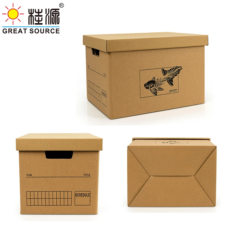 Makeasy 접이식 책 보관 상자 인쇄 골판지 데스크 탑 주최자 카톤 핸들 뚜껑 보드 보관 상자(2PCS)