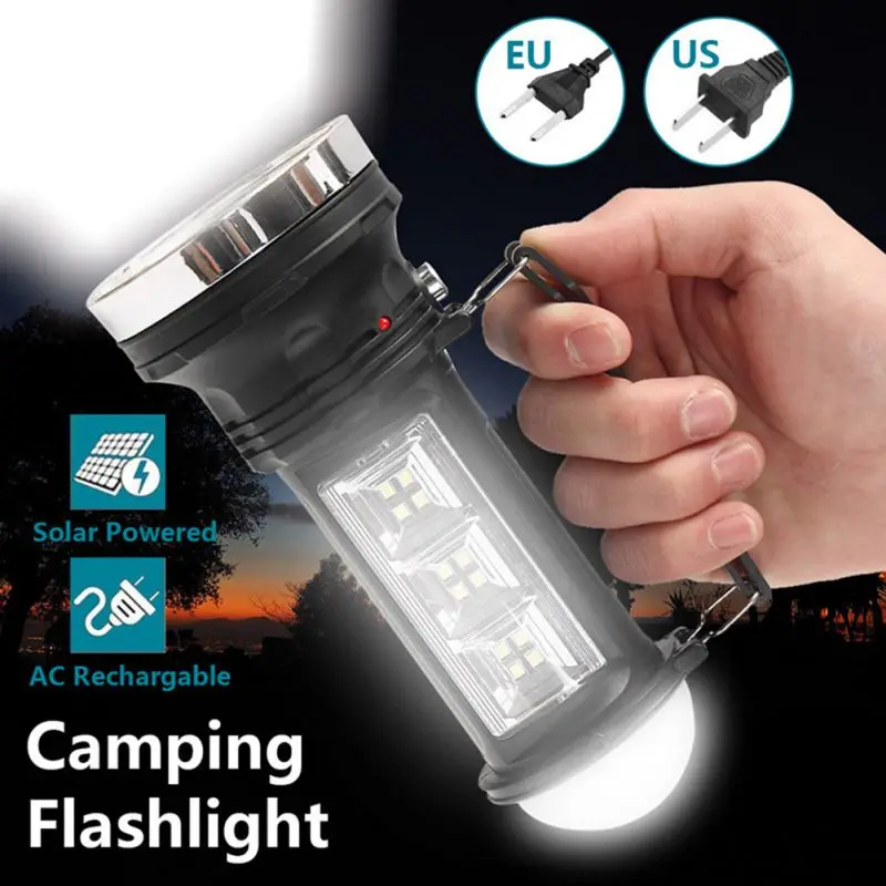 

Solar Power Rechargeable LED Flashlight Outdoor Camping Night Hiking Portable Multi-function Tent Light Lantern Lamp ZL07