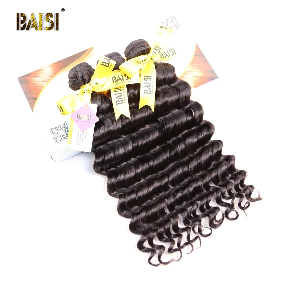 BAISI волосы индийские натуральные волнистые 100% человеческие волосы плетение необработанные натуральные волосы 3 пучка