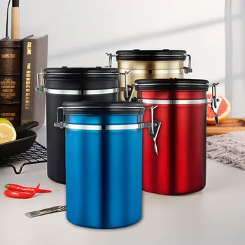 

Behogar 1900ml/64.25OZ Stainless Steel Coffee Powder Beans Storage Tin Container Canister with Date Tracker for Home Office Use