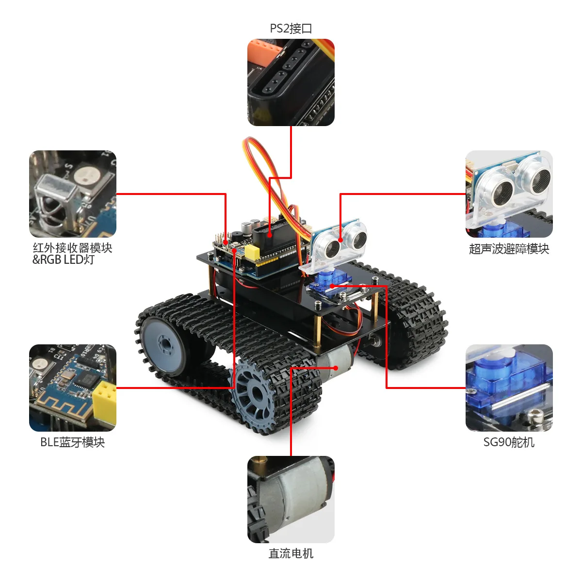 4WD  DIY Robot  Bluetooth Control Tracking Robot Car Starter Kit for Arduino UNO Project