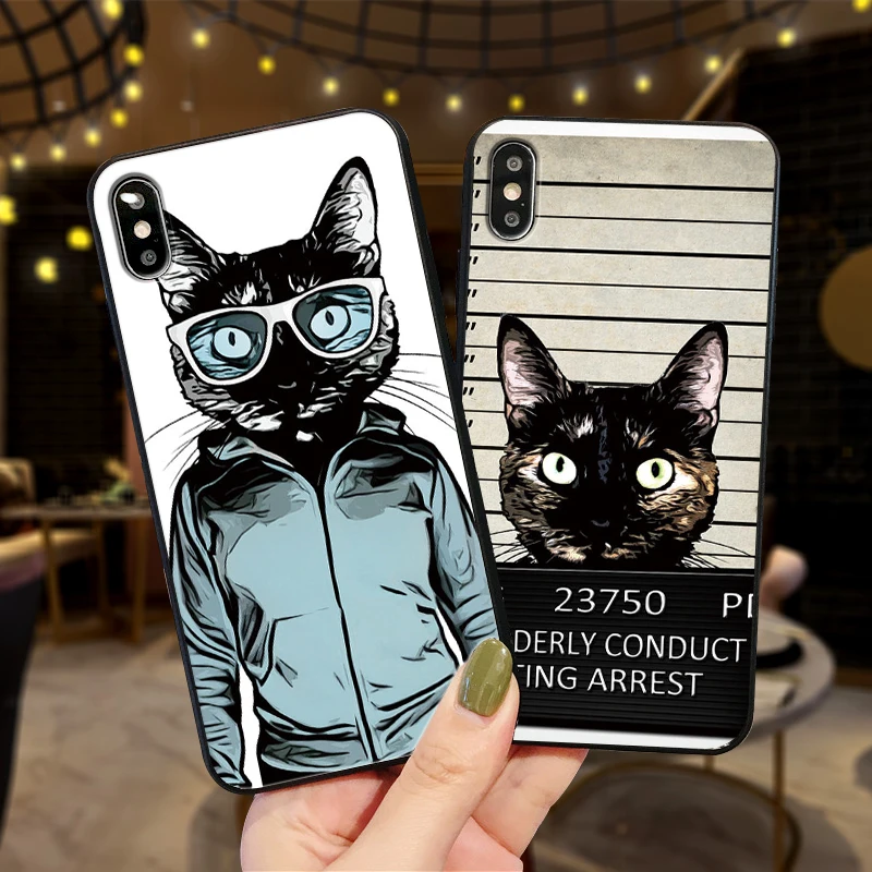 

FOR Xiaomi mi 9T A3 PRO 8 A2 LITE 8 9 SE MI 6X MIX 2S 3 F1 9 CC9E CC9 Luxury Black phone Case Cat