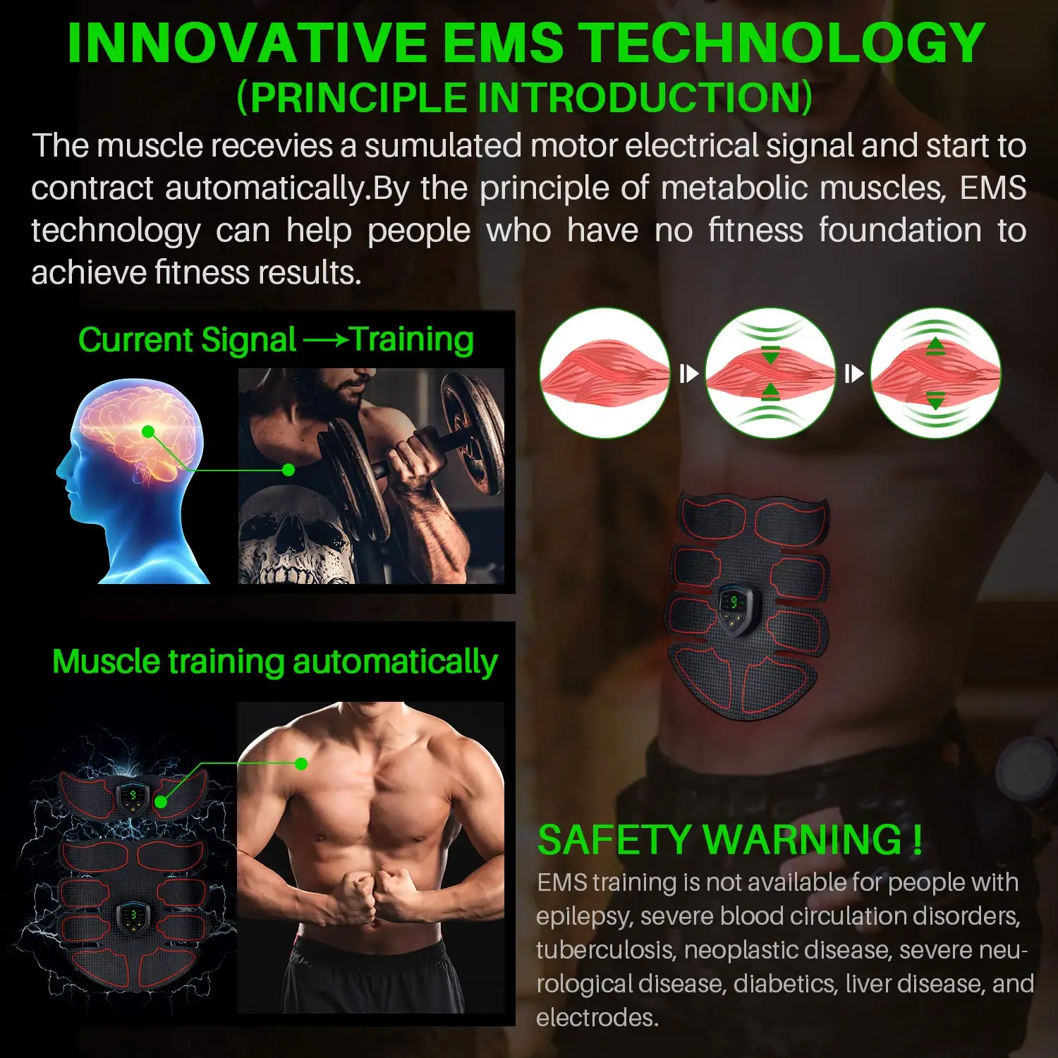 ABS стимулятор EMS тренажер для мышц с ЖК-дисплеем брюшной тонизирующий пояс с 10 сменными гелевыми подушечками для гимнастики фитнеса дома