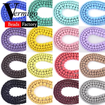 

Natural Stone Lava Hematite Mineral Beads For Jewelry Making 4 6 8 10mm 23 Colors Round Spacer Beads Diy Bracelets Necklace 15"