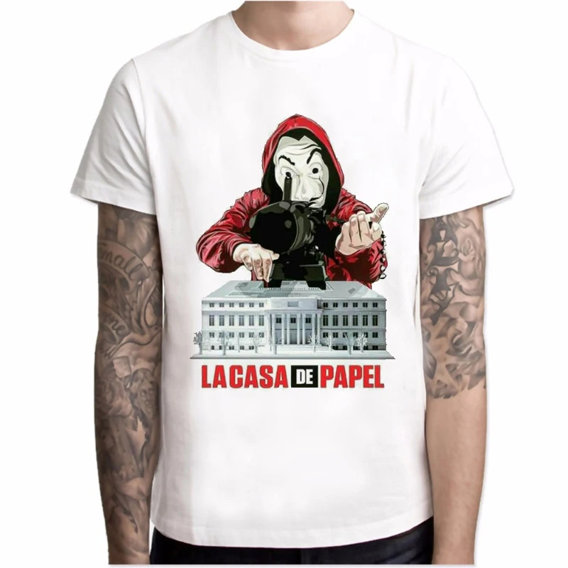 Новая футболка для детей Для мужчин Забавный дизайн La Casa De Papel футболка деньги Heist футболки ТВ футболки "сериалы" Для мужчин короткий рукав дом Бумага футболка - Цвет: 8020
