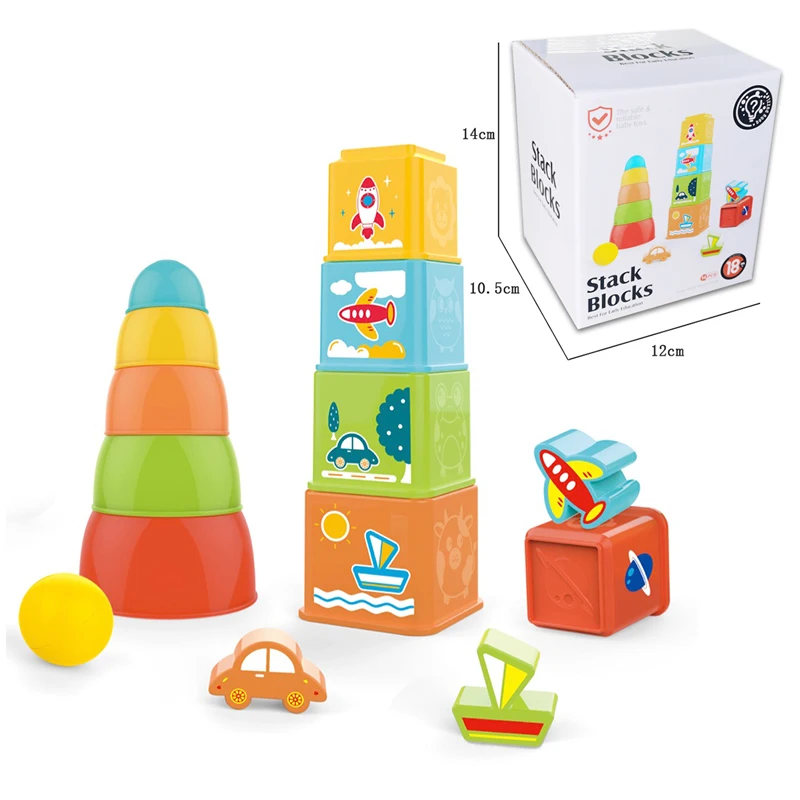 Children Stacking Cup Sorting Toys Set Traffic Shape Matching Stack Blocks Montessori Educational Baby Beach Bathtub Toys Gifts