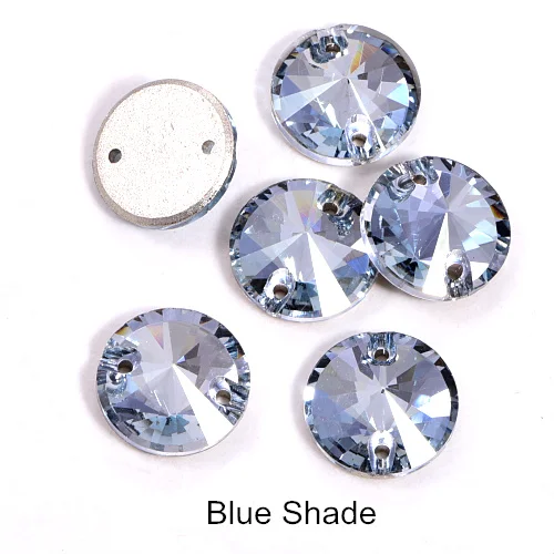 40pcs AAAAA Quality 12mm Round Rivoli Glass Sew On Rhinestones Flatback Crystal Sewing Strass for DIY Wedding Dress B1248 - Цвет: 001BS-Blue Shade