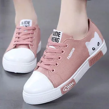 

2020 New Women Vulcanize Shoes Casual Women Shoes Fashion Sneakers Women Canvas Shoes Cartoon Ladies Shoes White Espadrilles