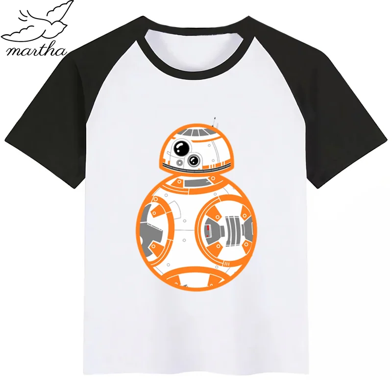 Black Bb8/новая футболка с принтом «Звездные войны»; Милые рубашки для девочек с принтом животных; детская Удобная футболка с круглым вырезом; одежда с короткими рукавами для мальчиков и девочек - Цвет: Black