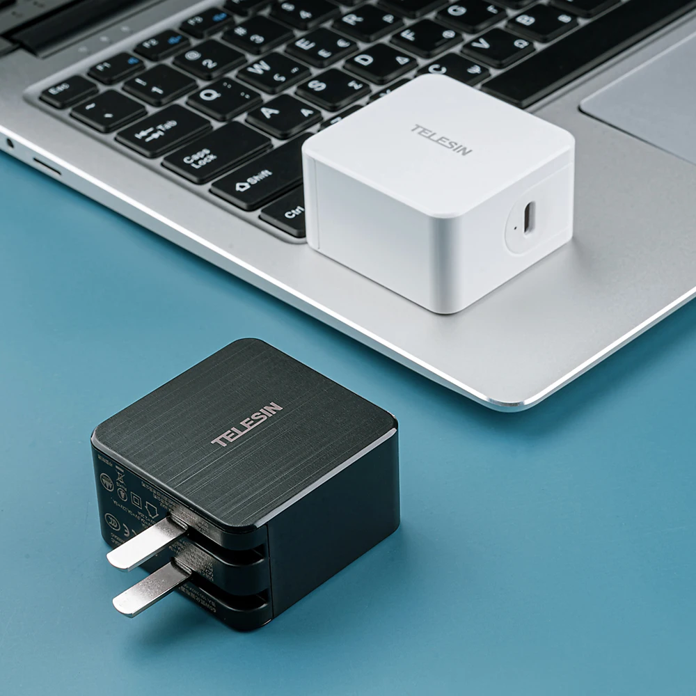 TELESIN GaN 65W Fast Charger USB PD QC 3.0 For GoPro Osmo Action For Macbook iPhone Samsung Type-C Portable Gan Charger