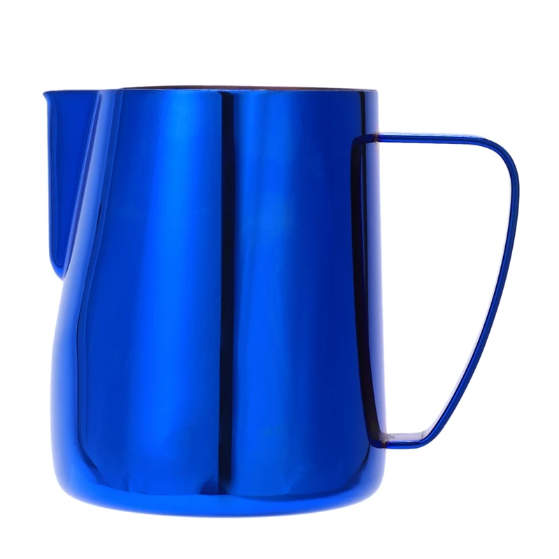 HHO-Stainless Steel Titanium Blue Frothing Jug Espresso Coffee Pitcher Steam& Froth Milk For Lattes& Cappuccinos - Цвет: 600ml