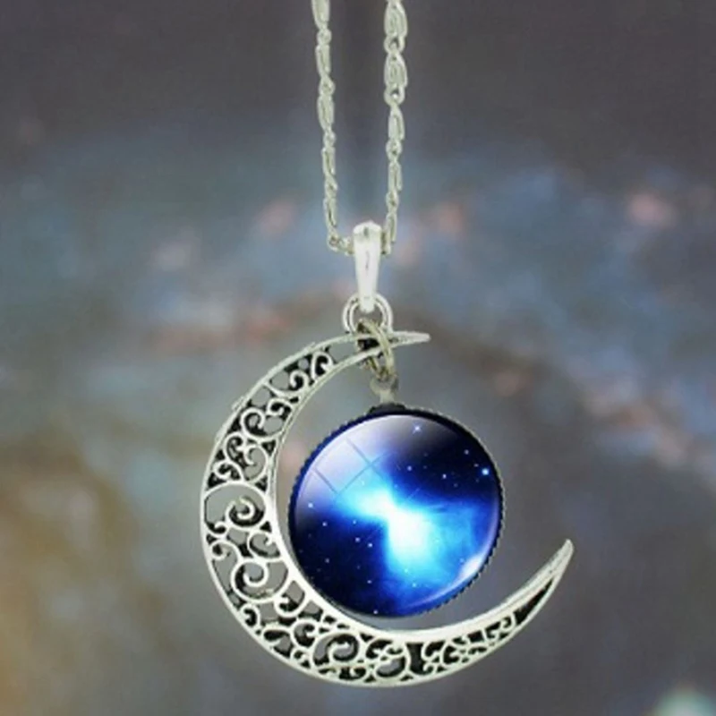 Time Gem Necklace Jewelry Star Moon Pendant Necklace Galaxy Nebula Sun Moon Necklace Valentines Day Gift