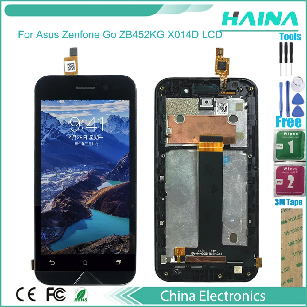 Рамка сенсорного телефона Lcd для Asus Zenfone Go ZB452KG X014D ЖК-дисплей с кодирующий