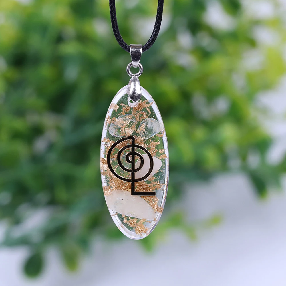 Orgone хрустальное ожерелье в форме капли воды Orgonite кулон с Cho Ku Rei символ ювелирные