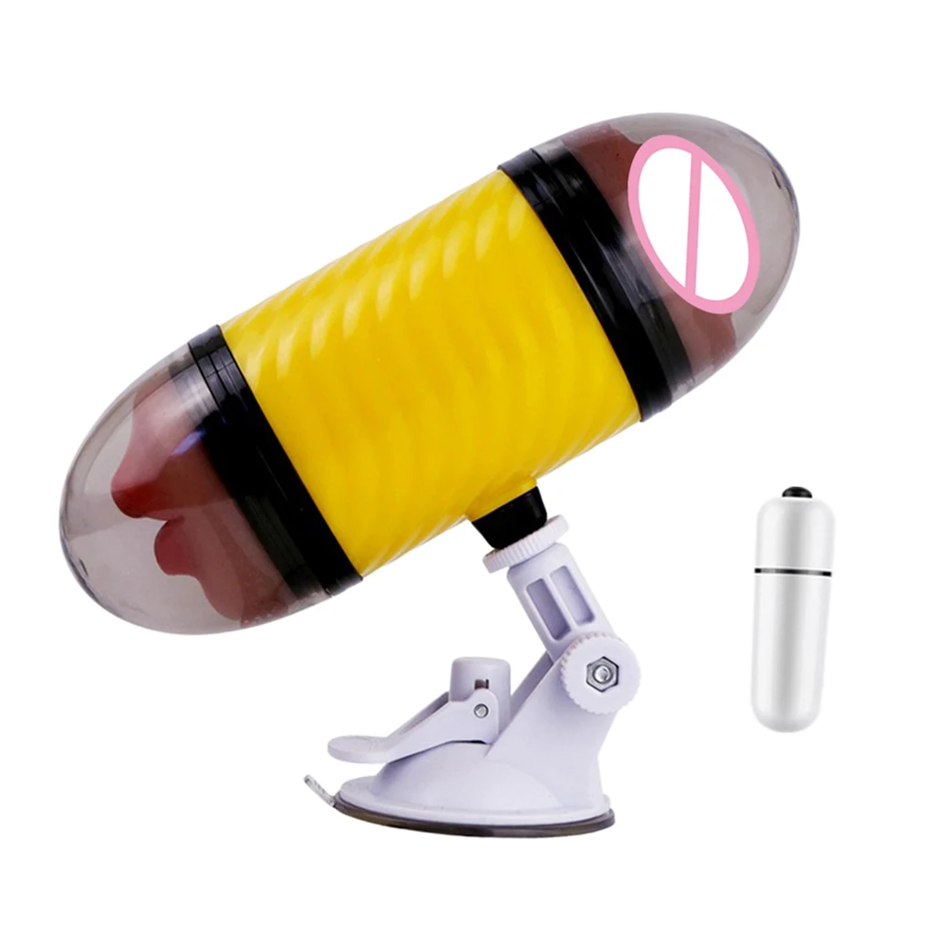 Vibrating Male Masturbator Stroker Masturbation Cup Dual Heads Realistic Oral & Vagina Massage Cup Sex Toys for Men Hands Free