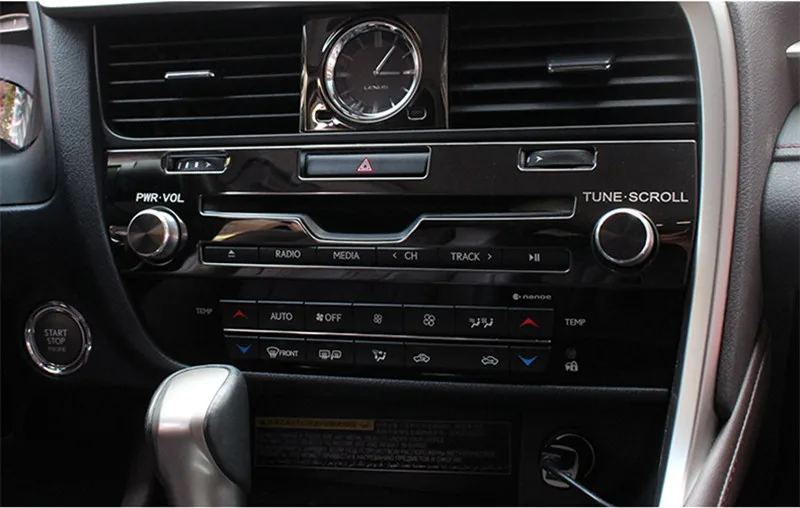 Средний контроль CD панель Крышка отделка наклейка из нержавеющей стали Стайлинг автомобиля аксессуары для интерьера блёстки для Lexus RX 200 t