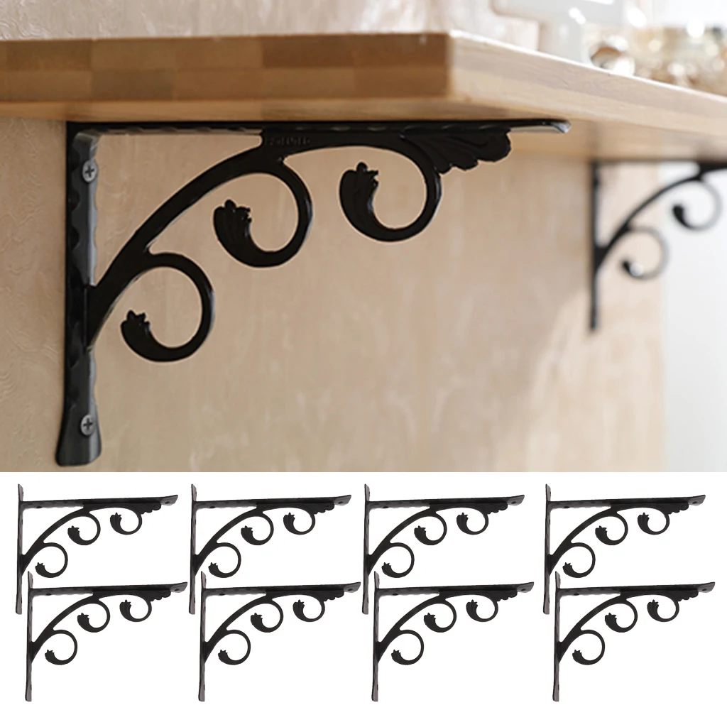 8Pcs Wall Shelf Bracket Book Shelf Supports Storage L Corner Brace for Bookstore