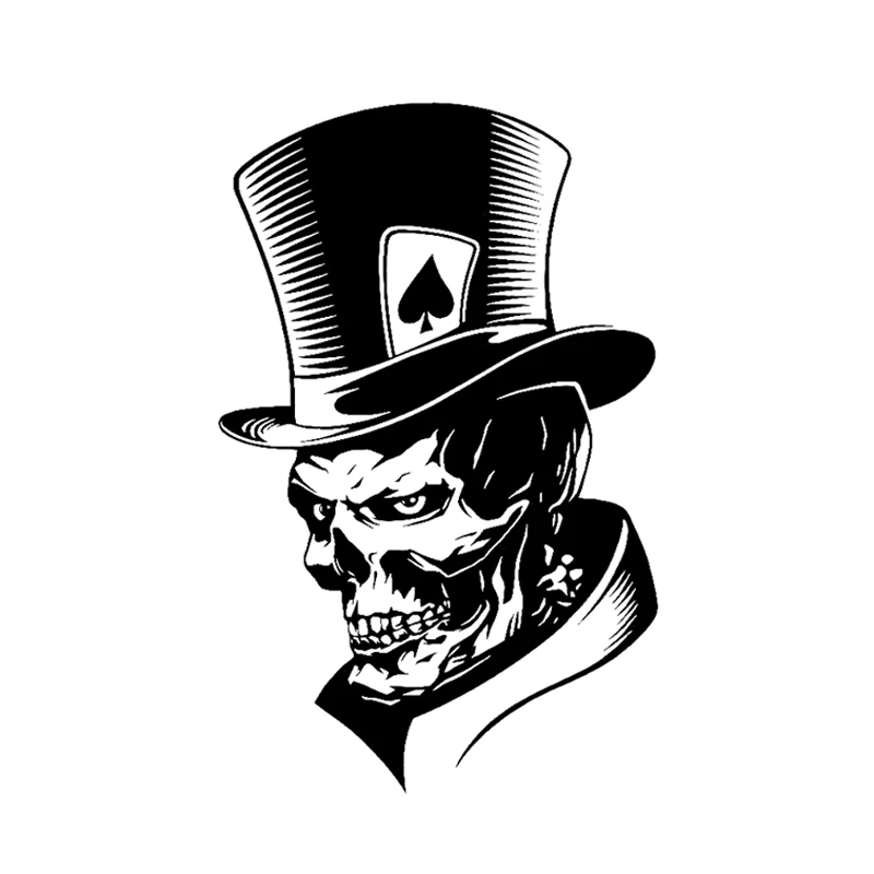 

Lovely Joker Skeleton Skull Playing Cards Poker Monster Hat Car Sticker Personality Decal Waterproof Decals Vinyl,17cm*11cm