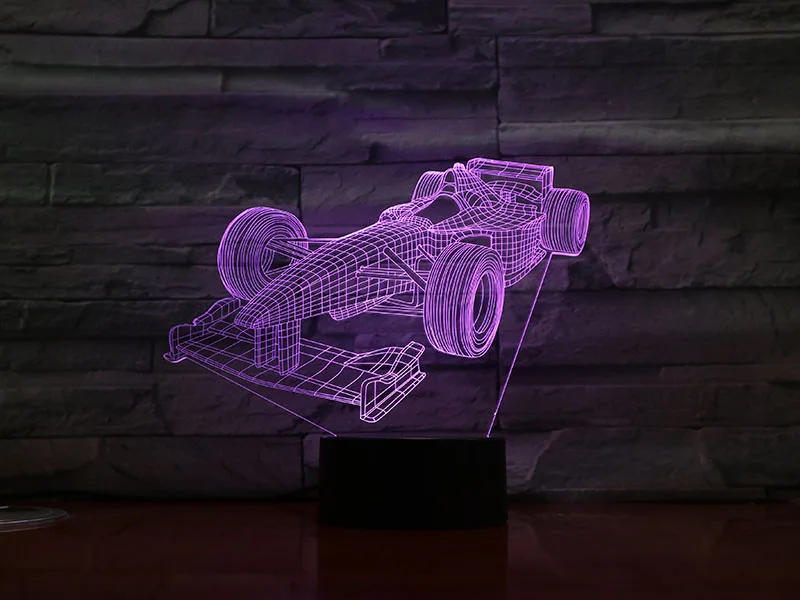 

Formula 1 Racing Car 3D Lamp Multi-color with Remote for Birthday Gift Battery Powered 3D Optical Led Night Light Lamp Hologram