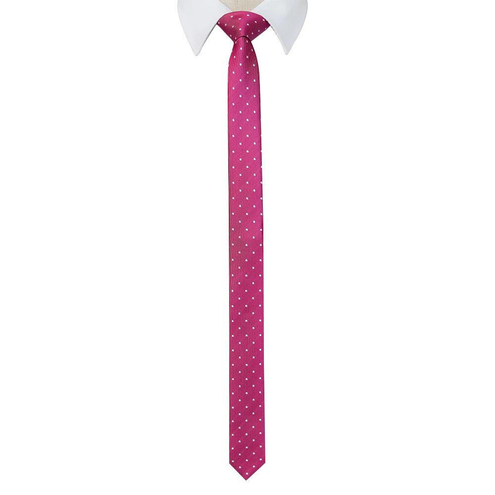 Fuchsia KAMBERFT дизайн ручной работы 4 см тонкий однотонный галстук в горошек Красный Зеленый Модный мужской тканый обтягивающий галстук для свадьбы Повседневные Вечерние - Цвет: Fuchsia