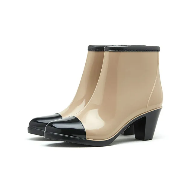 Side Rits Mode Regen Laarzen Vrouwen Wellies Rubberlaarzen Anti-Slip  Regenlaarzen Hoge Hak Overschoenen Vrouwen Rubberen Laarzen - AliExpress