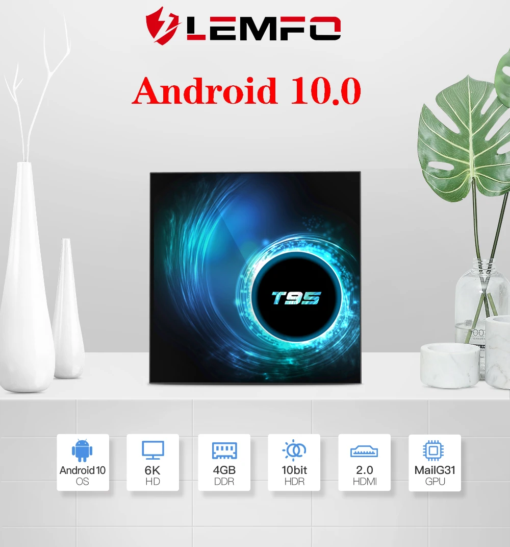 LEMFO T95 умная ТВ приставка с четырёхъядерным процессором ОЗУ 4 Гб ПЗУ 32 ГБ 64 Android 10