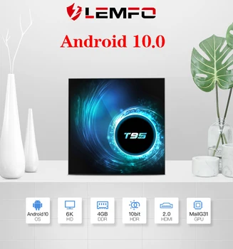 

LEMFO T95 Smart TV Box Android 10.0 4GB 32GB 64GB Quad Core 1080P H.265 6K Ko di YouTube Media player 2020 Newest Set top box
