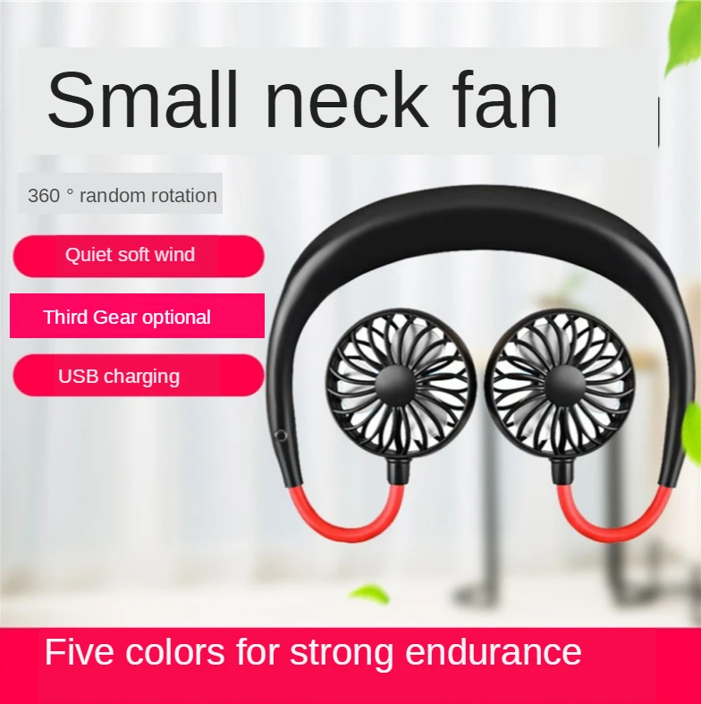

Mini Fan Light 360 Degree USB Rechargeable Neck band Fan For Outdoor Office Sport Hand Free Neck Double Fans 3 Speed Adjustable