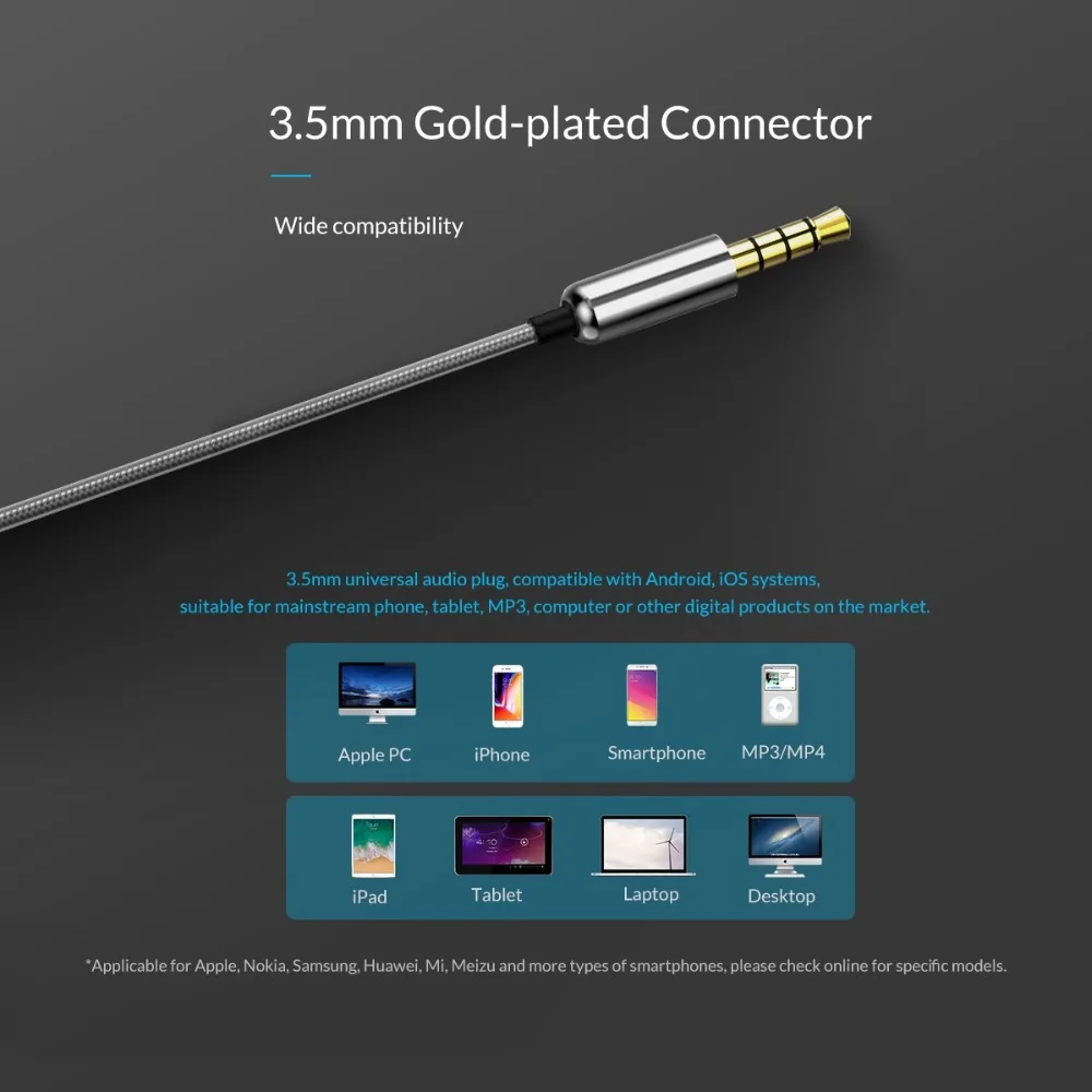  ORICO In Ohr Kopfhörer Sport Musik Stereo Sound Ohrhörer mit Mikrofon Für iphone 6 6s xiaomi kopfhö