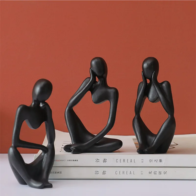 Home Decoration Resin Sculpture Thinker Character Abstract Statue Art European Style for Home Decor Modern Office Shelf Desktop