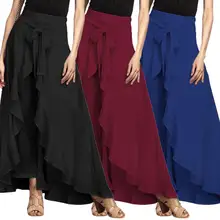 Вечерние женские одноцветные с завязками на талии, Необычные плиссированные брюки палаццо, юбка макси