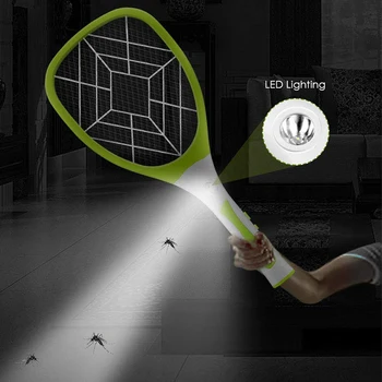 

1Pc Brand New Hot Selling Electric Mosquito Swatter Electric Mosquito Racket Clear Mosquitoes By USB LED Lighting Three Layers